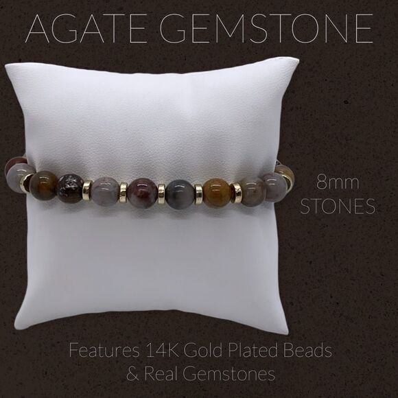 NWT Wool + Pepper Co. Agate Gemstone Bracelet - Picture 2 of 5